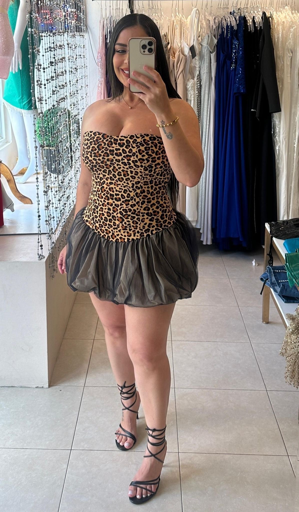 Leopard Ballon Dress